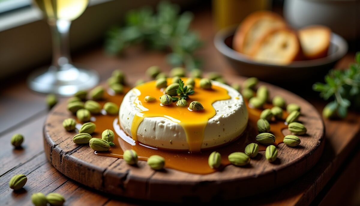À l’apéro, oubliez le camembert entier : faites-le fondre au miel et aux pistaches pour une recette ultra-gourmande