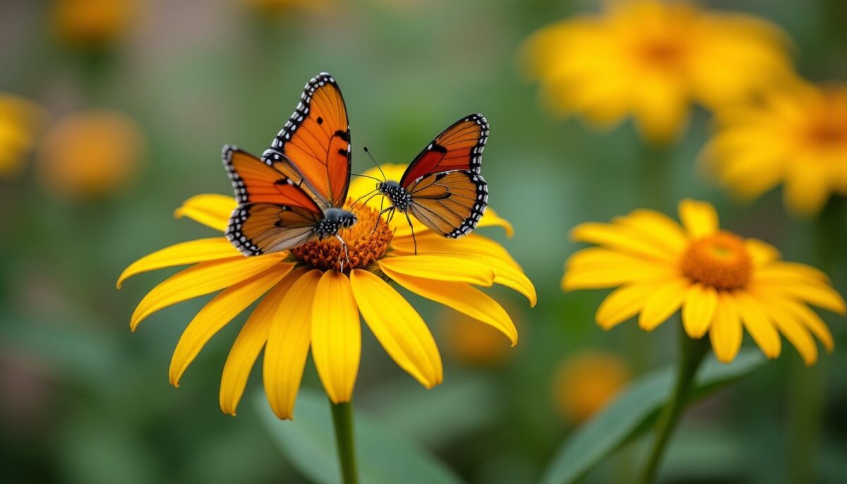 Deux jardins taillés en septembre, deux destins différents : en novembre, les papillons ne visitent plus qu’un seul parterre d’asters